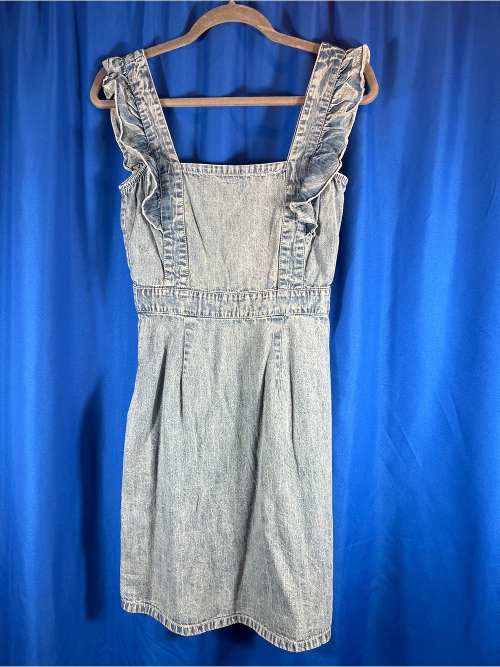 Japna Light Blue Denim Ruffle-Strap Dress